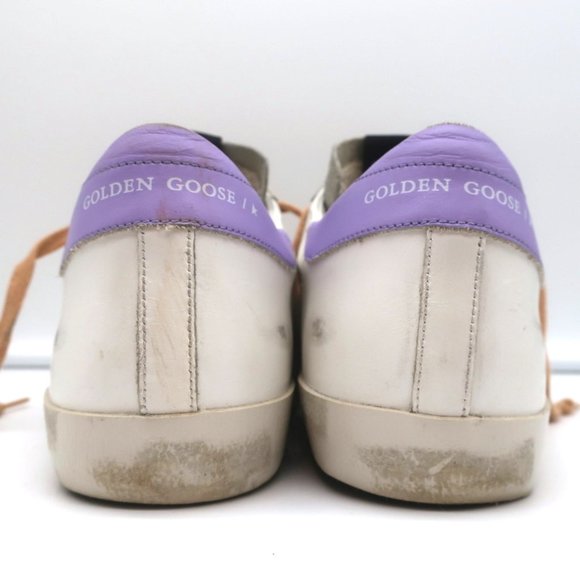 GOLDEN GOOSE SUPERSTAR GLITTER STAR SNEAKERS WHITE/PURPLE LEATHER SIZE 41 - Picture 8 of 11